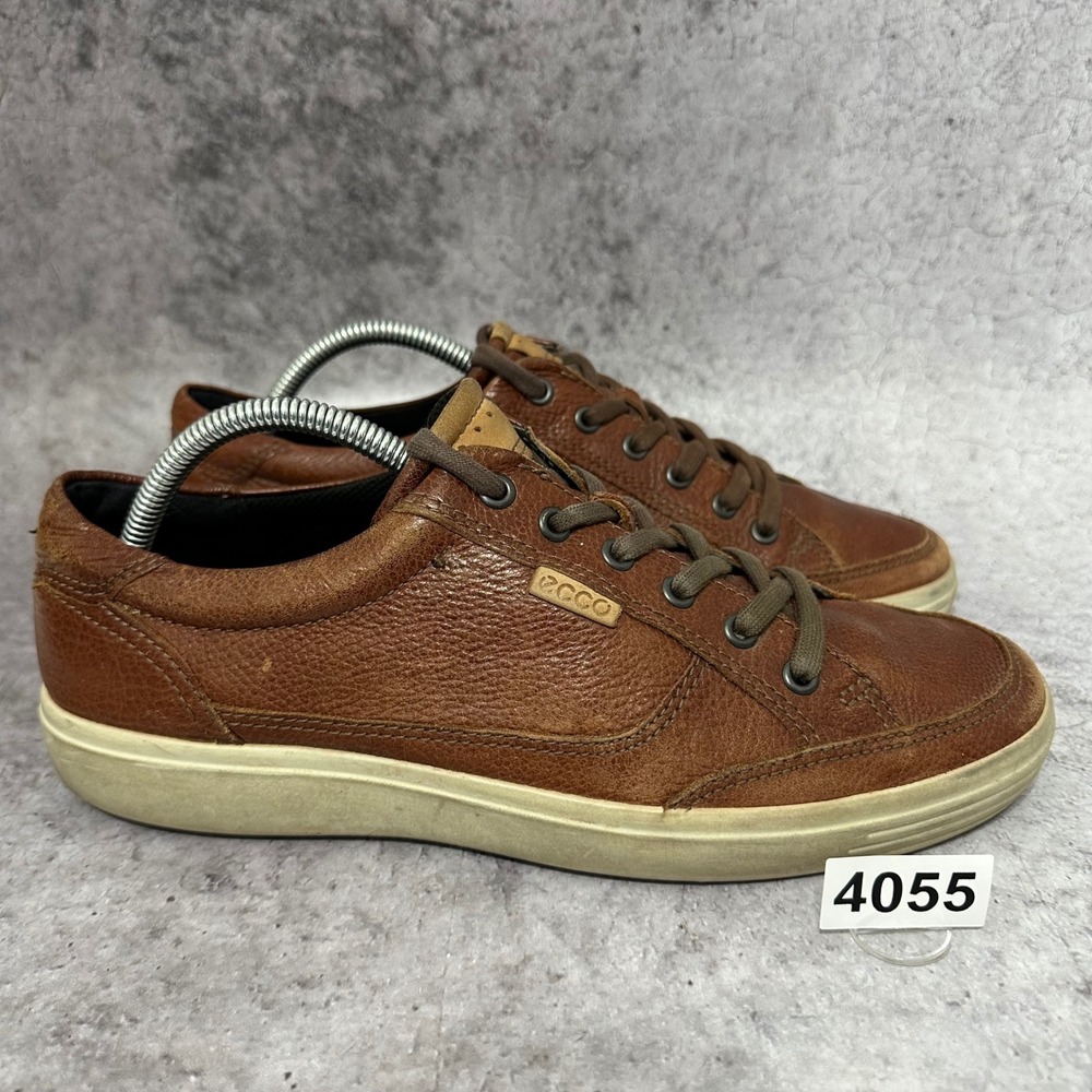 ECCO Soft 7 Sneaker Mens Size 9 Brown Leather Casual Low Top Lace Up Shoes 43